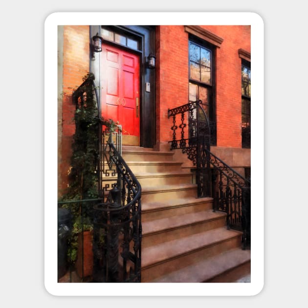 Manhattan NY - Greenwich Village Brownstone with Red Door Sticker by SusanSavad